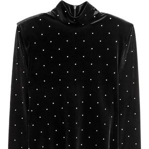 Rhinestone embellished black turtleneck - NWOT
